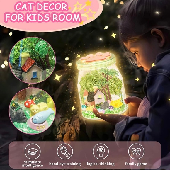Light Up Cat Terrarium Kit DIY Night Light Activities Kits Arts & Craft - Picture 4 of 11